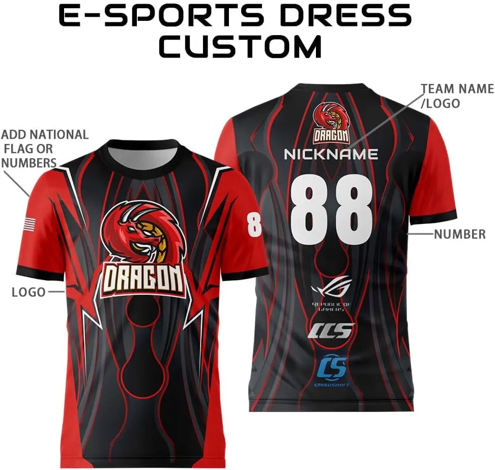 Customize Your Black Jersey with Name and Number Mens Team Uniforms Shirt for Esport Game Soccer Volleyball