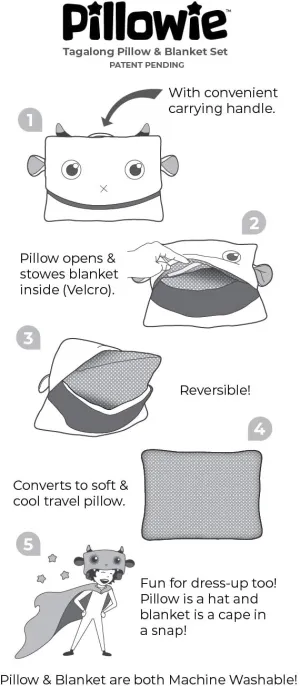Cute Travel Pillow and Blanket Set - Portable Comfort Item for Children - Raccoon