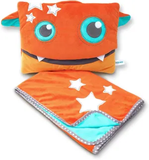 Cute Travel Pillow and Blanket Set - Portable Comfort Item for Children - Rusty