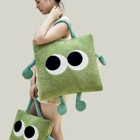 Cute Monster Plush Throw Blanket Pillow - Portable Soft Blanket