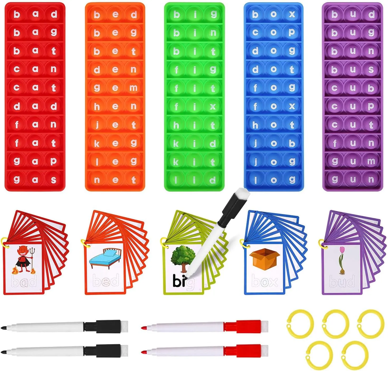 CVC Word Games, Phonics Interactive Flash Cards for Preschool & Kindergarten Classrooms, Manipulative Spelling Toy - Learning Activity Teacher Supplies & Special Education Tools for Kids