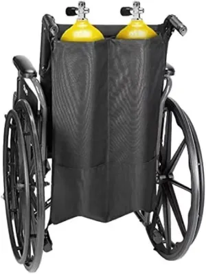 DAHE Oxygen Cylinder Bag for Wheelchairs Double Tank and Personal Items Carrier