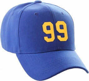 Daxton Structured Baseball Hat Cap Curved Visor Custom Gold Team Number