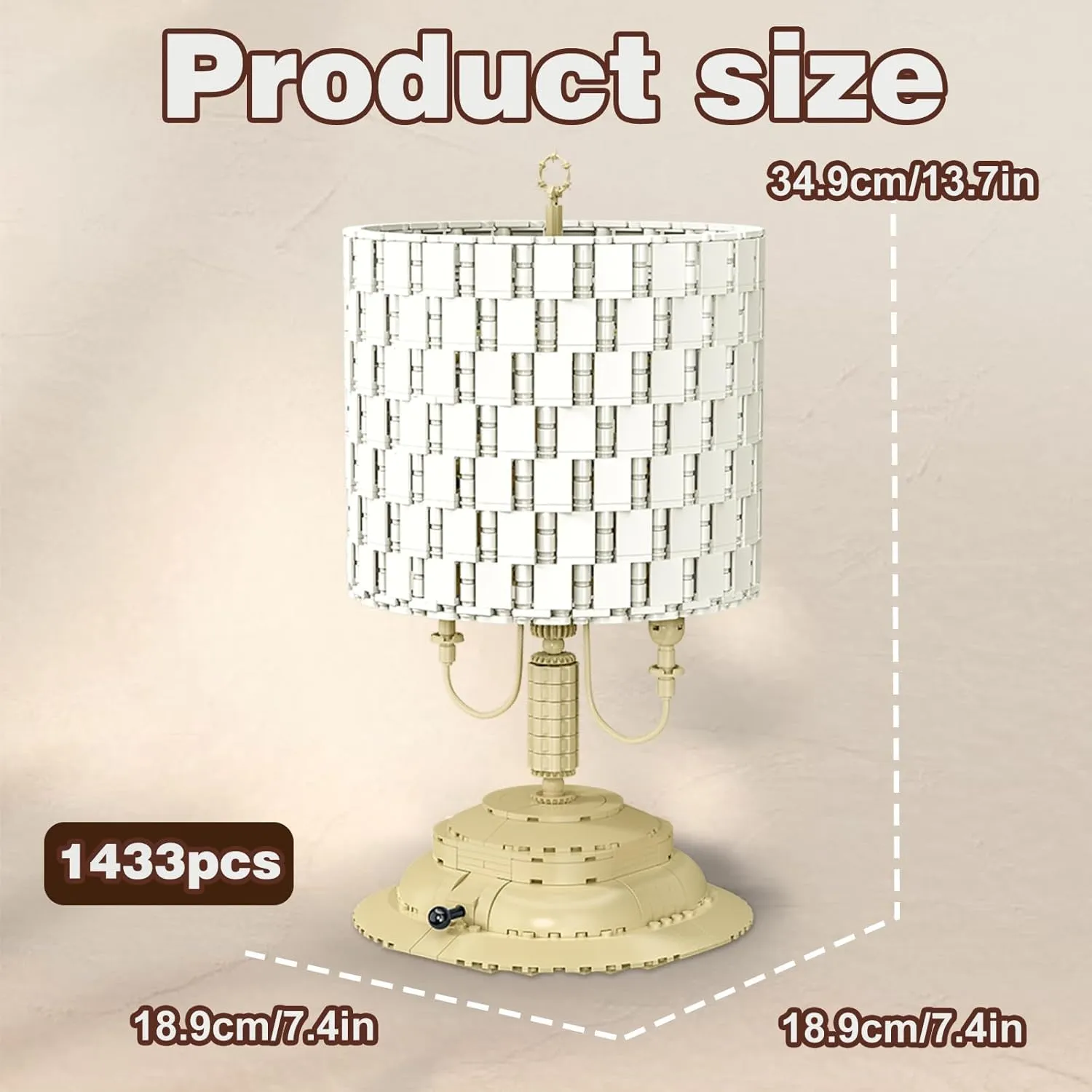 Desk Lamp Building Blocks Set. Bedroom Bamps Retro Model Kit for LED, an Art Deco Bamp and Building Bets for Adults, Auitable for Children Aged 8 and Above. Christmas Birthday Gift-1433 PCS