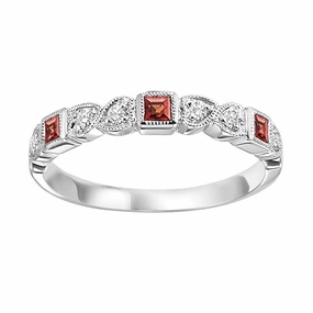 Diamond & Garnet Stackable Band