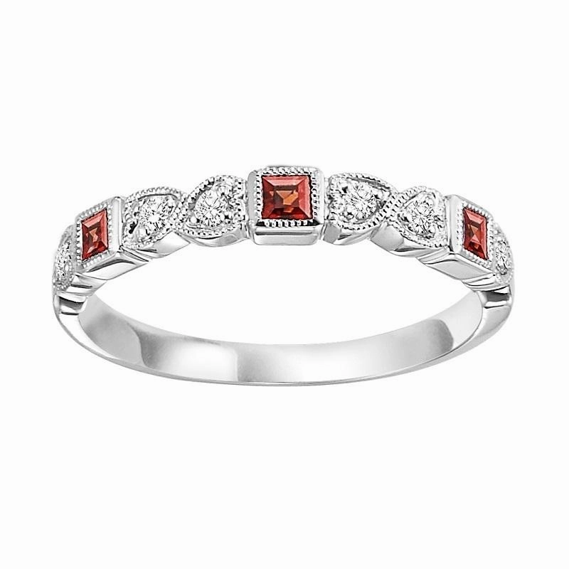 Diamond & Garnet Stackable Band
