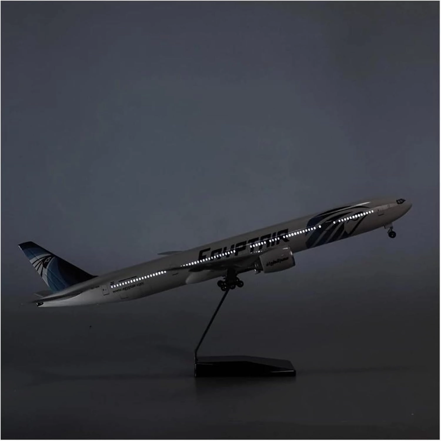 Diecast Plane Model 1：157 for B777 Egypt Resin Diecast Aircraft Model Building Kit for Collection (with Light)