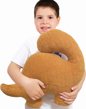 Dino Nuggets Pillow, Chicken Dinosaur Nuggets Plush Funny Gifts for Teen Boys Girls, Fun Throw Pillows Cute Room Decor for Teens Dinosaur Gifts (Large, Brontosaurus Style 2)