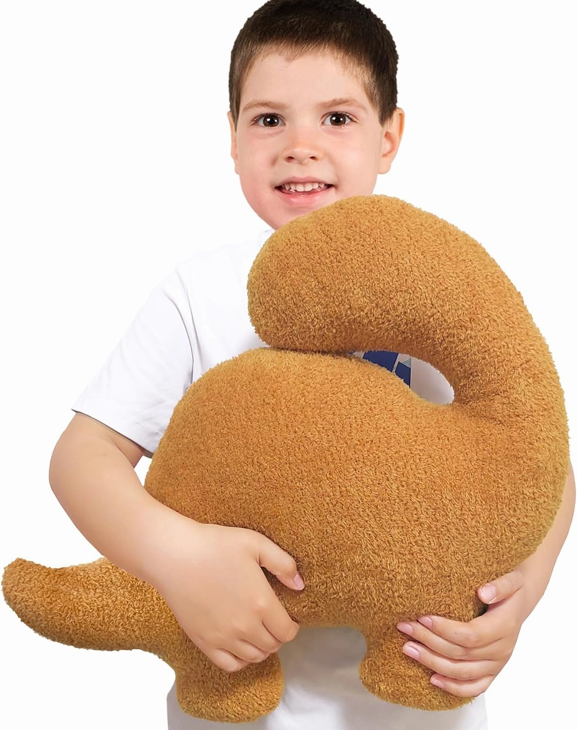 Dino Nuggets Pillow, Chicken Dinosaur Nuggets Plush Funny Gifts for Teen Boys Girls, Fun Throw Pillows Cute Room Decor for Teens Dinosaur Gifts (Large, Brontosaurus Style 2)