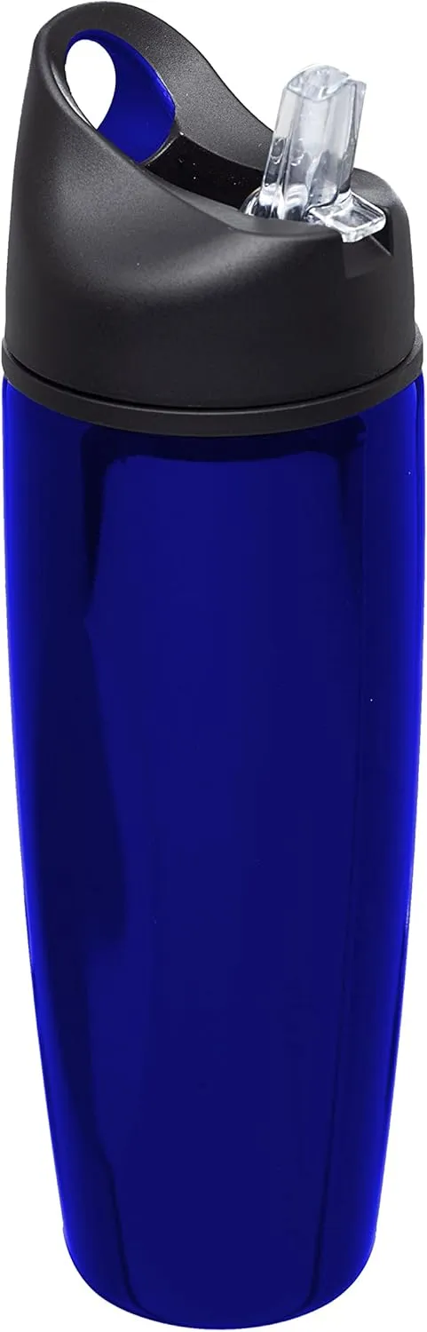 DISCOUNT PROMOS Stainless Steel Bulk Reusable Water Bottle, 6 Pack, 28.5 oz BPA Free Sports Team Bottles with Lid and Flip-up Straw, Spill Proof Bulk Pack Water Bottles with Straw, Blue
