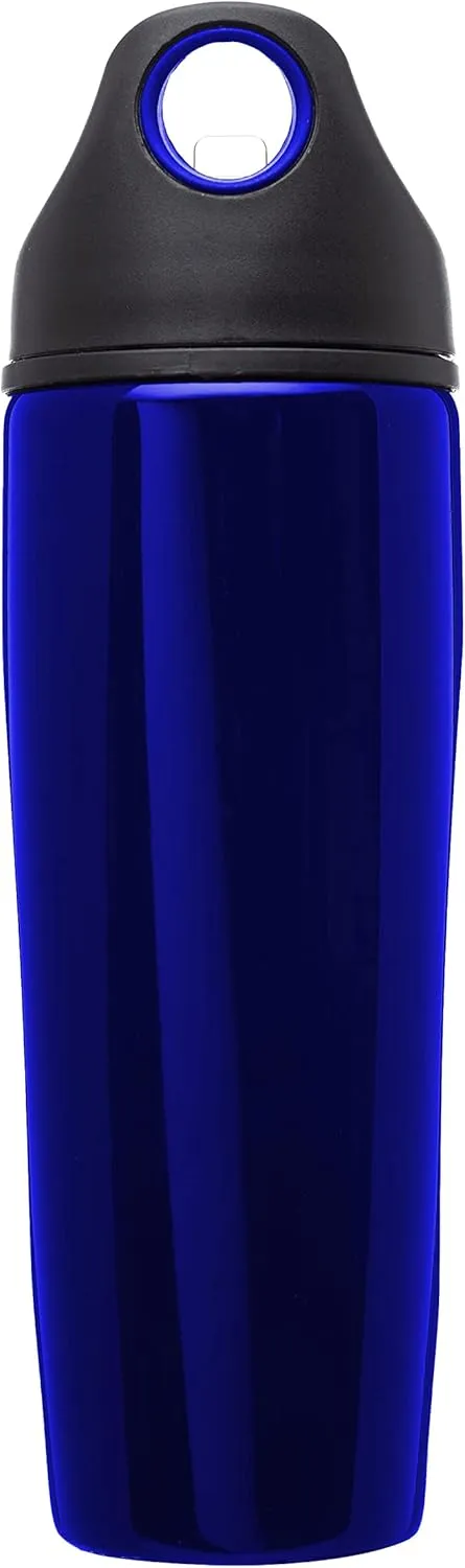 DISCOUNT PROMOS Stainless Steel Bulk Reusable Water Bottle, 6 Pack, 28.5 oz BPA Free Sports Team Bottles with Lid and Flip-up Straw, Spill Proof Bulk Pack Water Bottles with Straw, Blue
