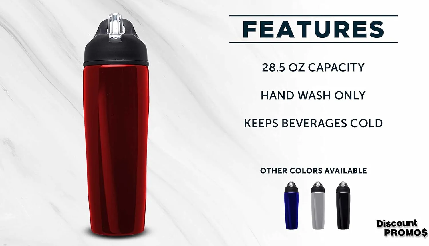 DISCOUNT PROMOS Stainless Steel Bulk Reusable Water Bottle, 6 Pack, 28.5 oz BPA Free Sports Team Bottles with Lid and Flip-up Straw, Spill Proof Bulk Pack Water Bottles with Straw, Red