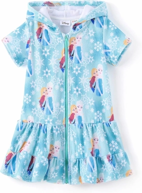 Disney Princess Frozen Stitch Minnie Girl Swim Cover Up Swimwear Terry Cloth Swimsuit Coverup Zip-up Bathing Suit Wrap Hooded