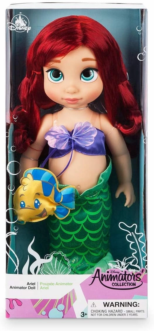 Disney Store Official Animators' Collection Ariel Doll, The Little Mermaid, 16 Inch Toy Figure, Detailed Plush Sculpting with Embroidered Features, Ideal Gift and Little Mermaid Fans