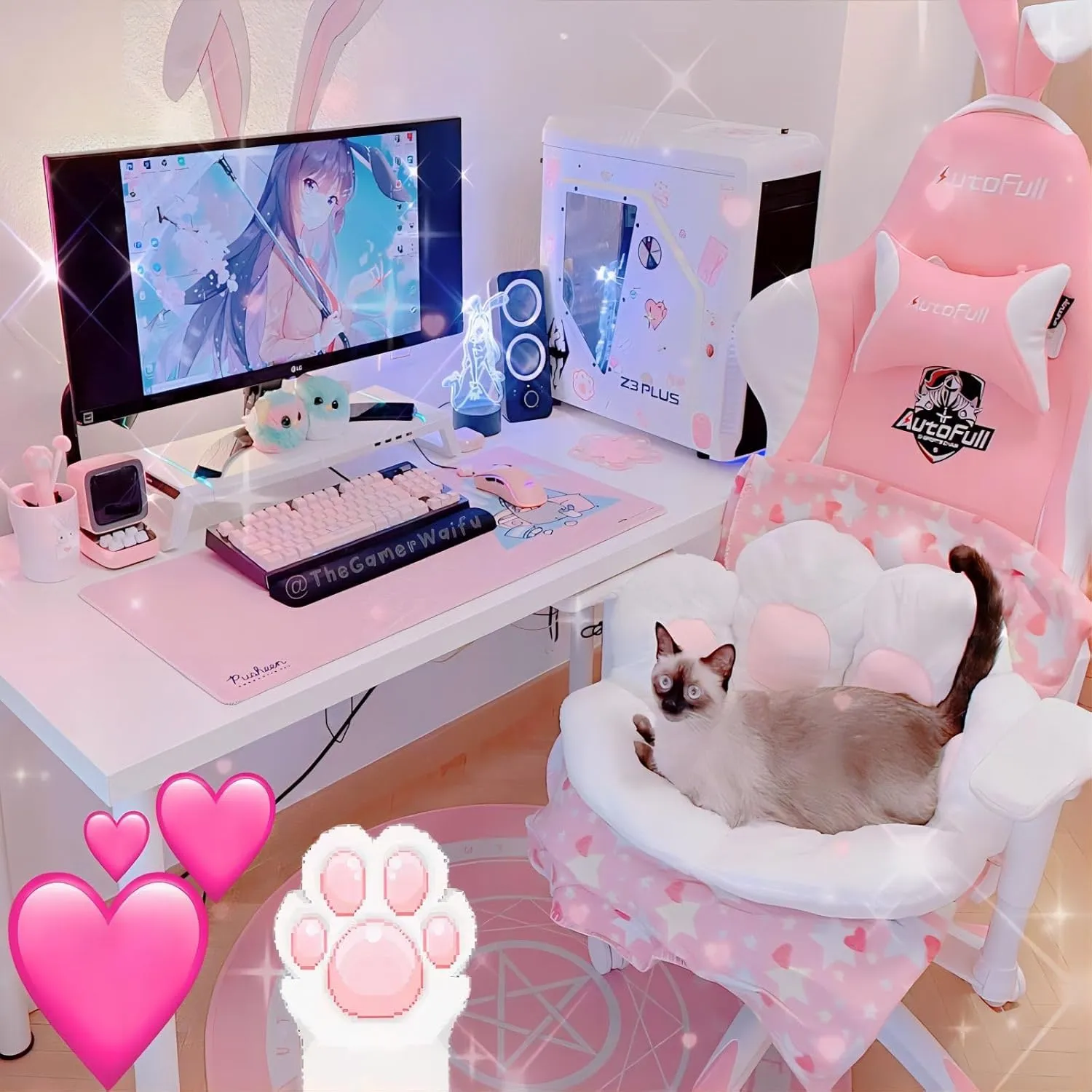 Ditucu Cat Paw Cushion Kawaii Chair Cushions 27.5 x 23.6 inch Cute Stuff Seat Pad Comfy Lazy Sofa Office Floor Pillow for Gaming Chairs Room Decor White