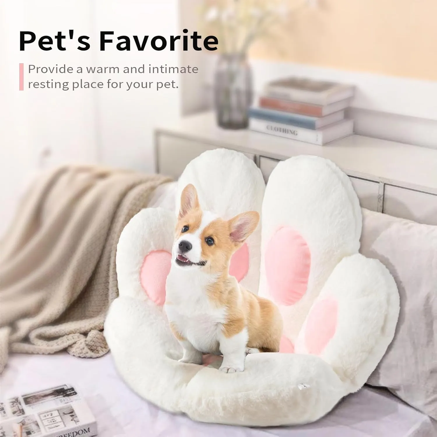 Ditucu Cat Paw Cushion Kawaii Chair Cushions 27.5 x 23.6 inch Cute Stuff Seat Pad Comfy Lazy Sofa Office Floor Pillow for Gaming Chairs Room Decor White