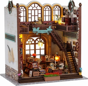 DIY Book Nook Kits - Dollhouse Booknook, Book Nook Miniature Kit for Bookshelf Insert Decor Crafts for Adults - Bookends Model Building Kit - Creativity Kit with LED Light - Magic House