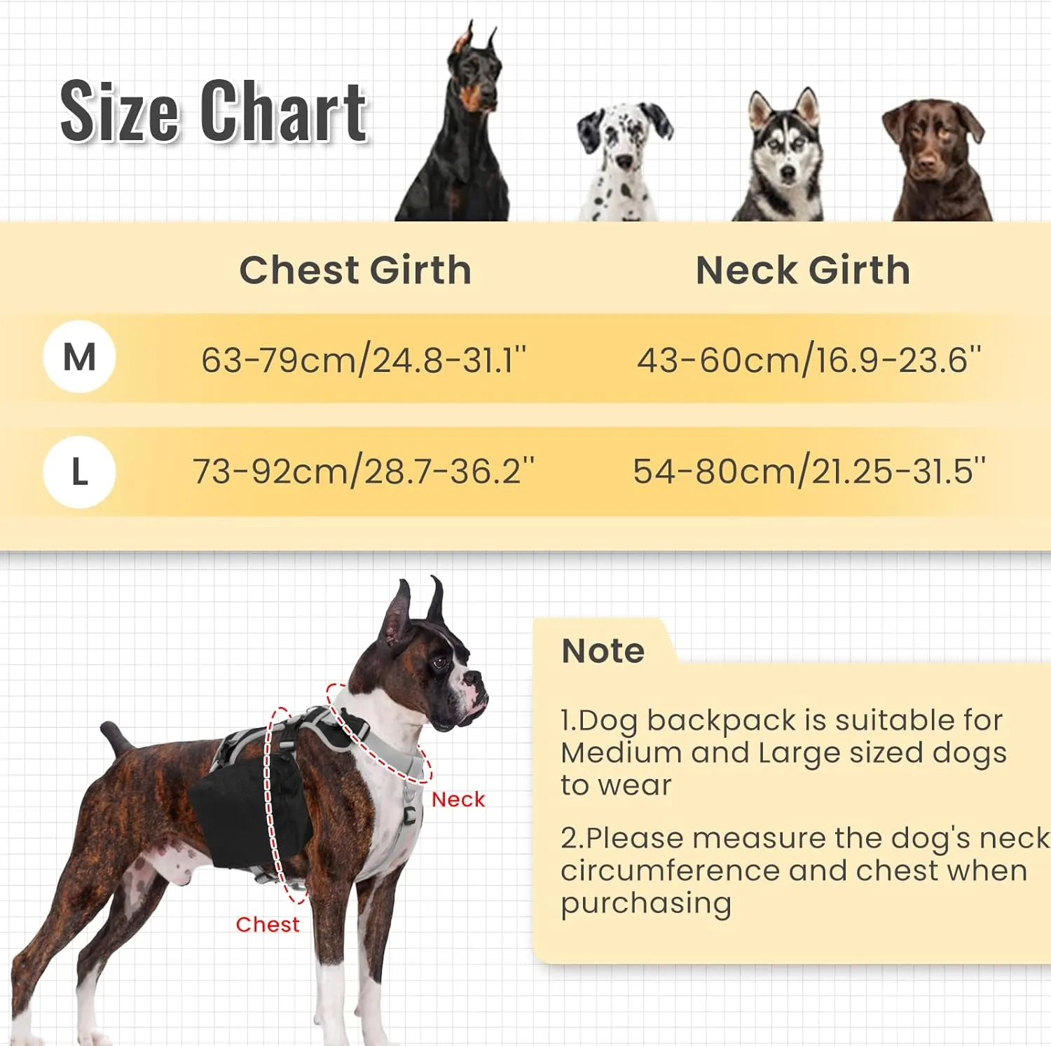 Dog Backpack for Medium Large Dogs, Tactical Dog Backpack Harness, Dogs Backpack Carrier Vest with Side Pockets for Hiking, Camping, Travel, German Shepherd, Labrador (Black, Large)