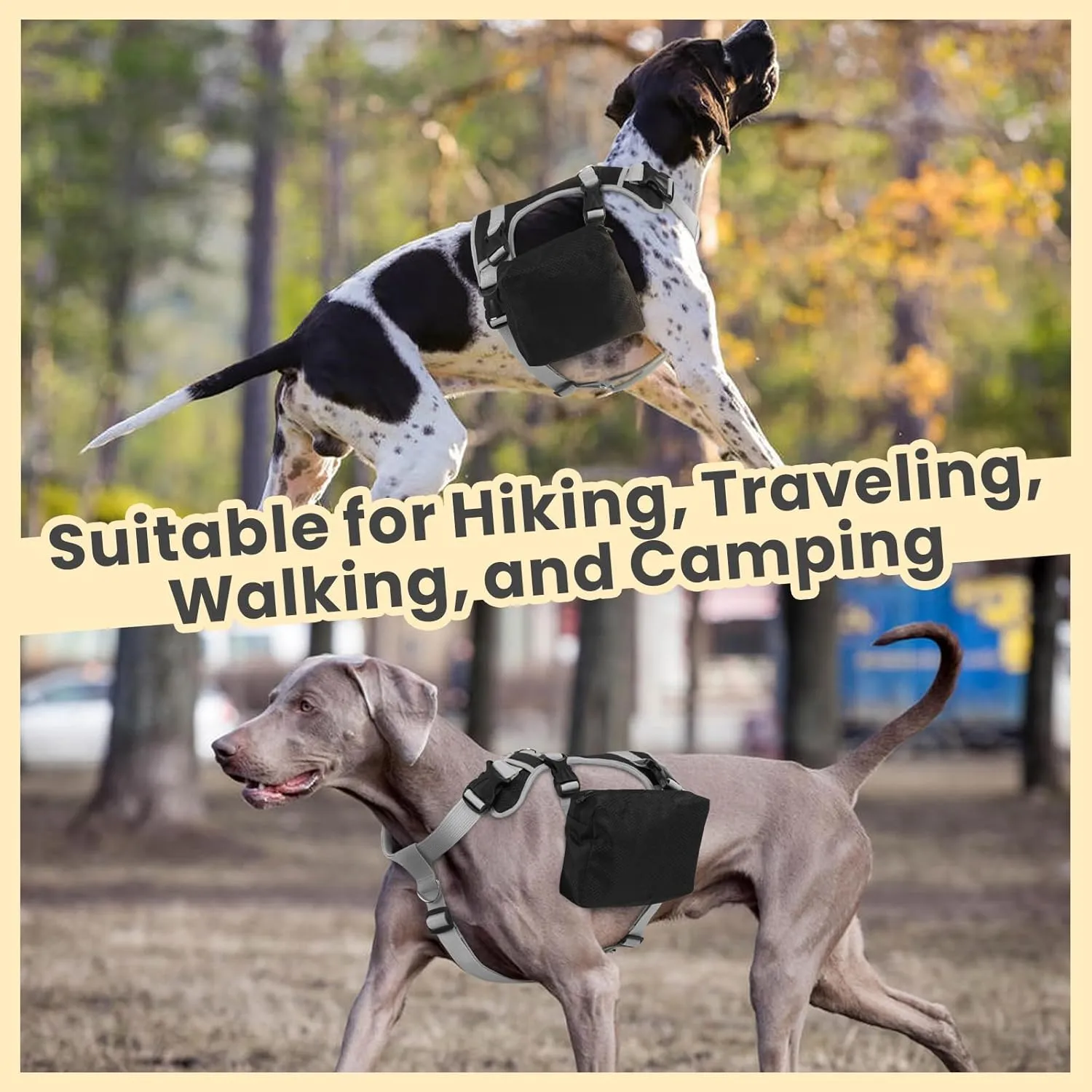 Dog Backpack for Medium Large Dogs, Tactical Dog Backpack Harness, Dogs Backpack Carrier Vest with Side Pockets for Hiking, Camping, Travel, German Shepherd, Labrador (Black, Large)
