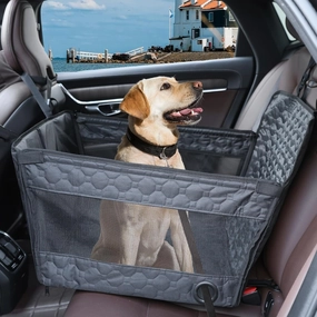 Dog Car Seat for Large Medium Dogs, Dog Car Seat Cover for Back Seat, Foldable Pet CarSeat with Safety Belt, Waterproof Fabric & Breathable Mesh, Back Seat Cover for Dogs Under 40lbs (Large, Black)