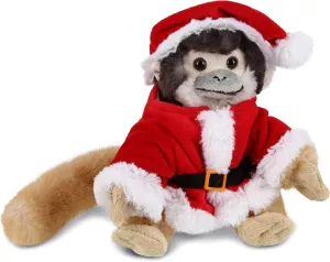 DolliBu Santa Squirrel Monkey Stuffed Animal Plush Toy - Super Soft Plush Dress Up with Red Santa Claus Outfit, Cute Wildlife Gift, Perfect Holiday with Name Personalization - 12.5 Inch