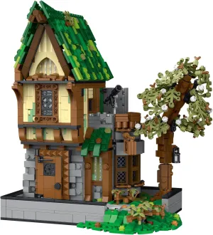 Dollox Medieval Architecture Tavern Building Blocks Construction Toy with Lights – 1872 PCS Collectible Medieval-Themed Cabin Model Bricks Display Collections Decors Crafts for Adult Kids