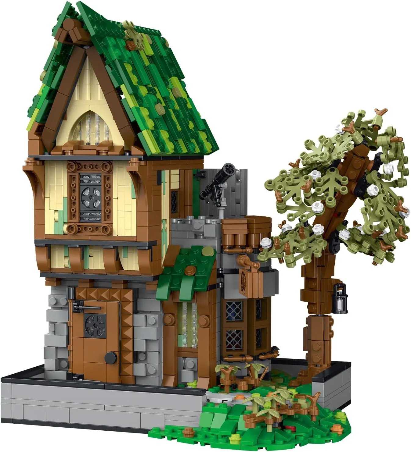 Dollox Medieval Architecture Tavern Building Blocks Construction Toy with Lights – 1872 PCS Collectible Medieval-Themed Cabin Model Bricks Display Collections Decors Crafts for Adult Kids