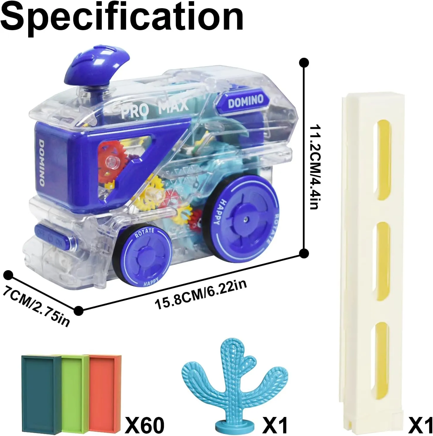 Domino Train Toy, Montessori Toys for Kids, Dominoes Automatic Creative Stacker Game with 60 Pcs Dominos, Stacking Joy and Building Fun Ideal Gift for Boys and Girls 3  Years Old (Blue)