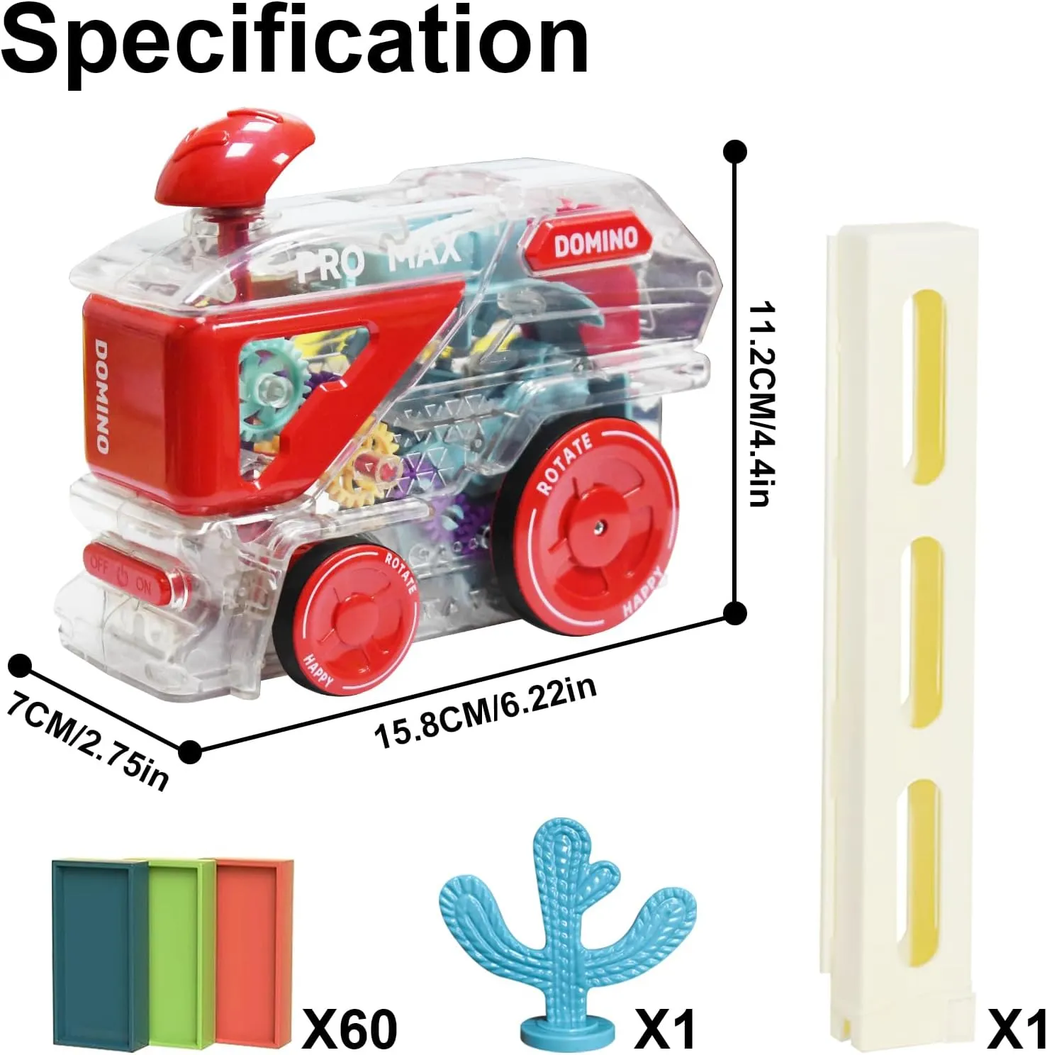 Domino Train Toy, Montessori Toys for Kids, Dominoes Automatic Creative Stacker Game with 60 Pcs Dominos, Stacking Joy and Building Fun Ideal Gift for Boys and Girls 3  Years Old (Red)
