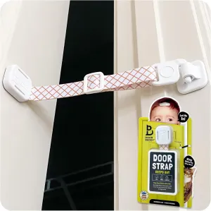 Door Buddy Adjustable Baby Proof Door Strap for Cats - Caramel. No Need for Cat Gate or Baby Gate with Pet Door. Child Proof Door to Cat Litter Box Room. Simple Cat Door Interior Door Alternative.