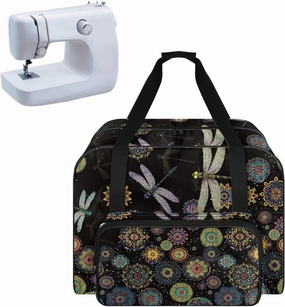 Dragonfly Mandala Sewing Machine Carrying Case Large Capacity Sewing Bag with Handle, Sewing Machine Carrier Protector Travel Bag Organizer for Most Singer, Brother Sewing Machines
