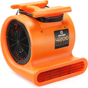 Dryser 12pk Air Mover Carpet Dryer 3 Speed 1 HP Industrial Floor Fan - Orange Stackable Carpet Drying Fan Floor Blower
