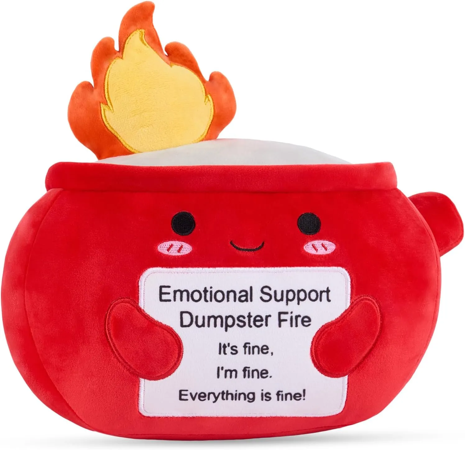 Dumpster Fire Plush Toy, Emotional Support Plush Stuffed Animal, Cute Plushie Doll Inspirational Cheer Up Birthday Gifts Home Decoration for Boys Girls Her Him Men Women Sister Friends Coworker