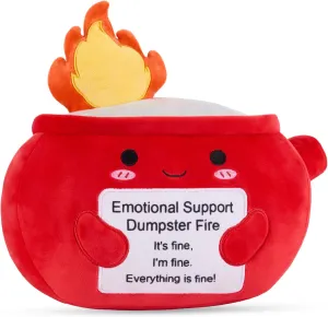 Dumpster Fire Plush Toy, Emotional Support Plush Stuffed Animal, Cute Plushie Doll Inspirational Cheer Up Birthday Gifts Home Decoration for Boys Girls Her Him Men Women Sister Friends Coworker