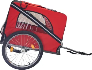 Durable and Stable Dog Bike Trailer with 3 Entrances, Safety Accessories, and Smooth Ride, 20 Inch Wheels, Red and Black