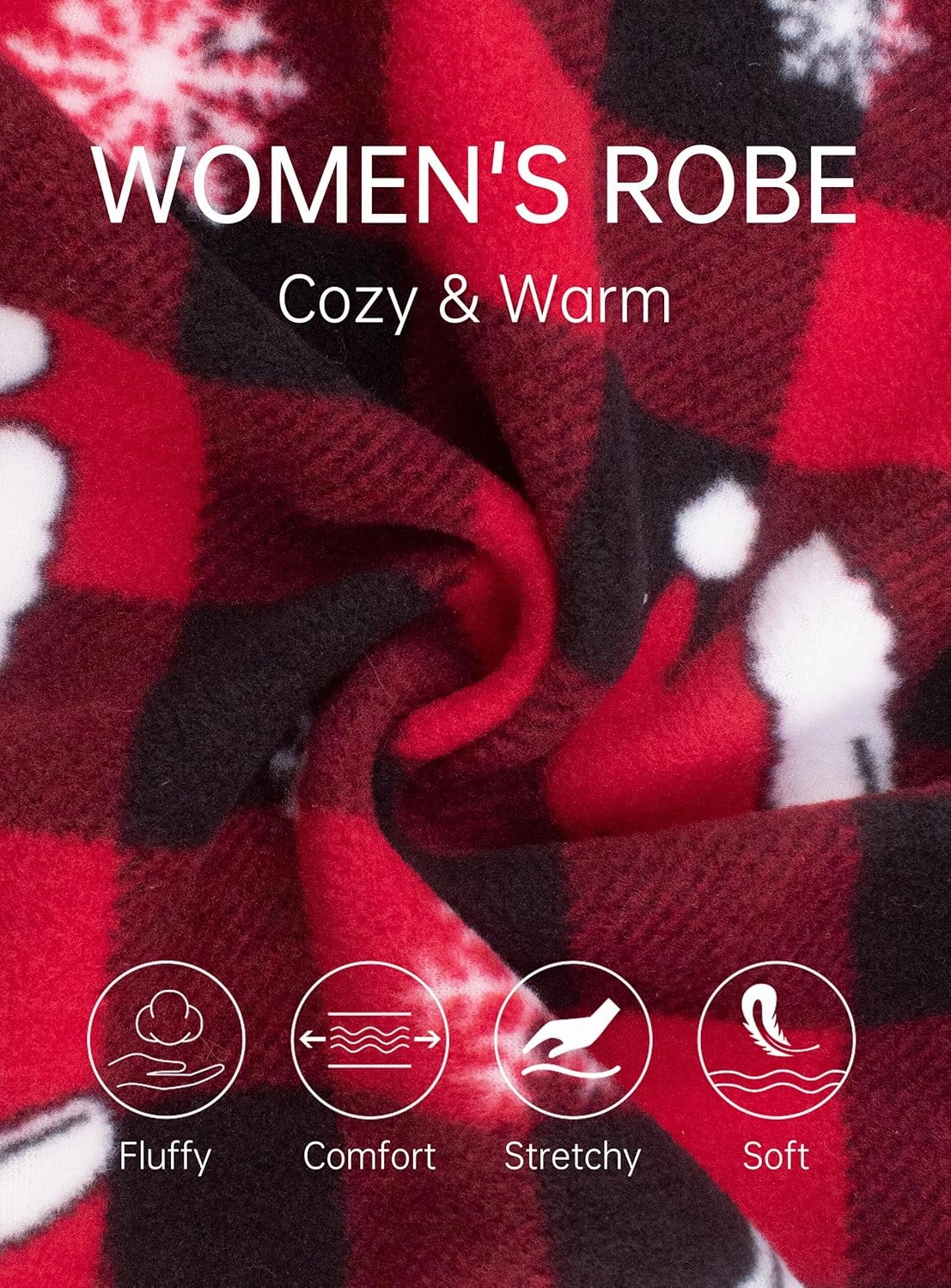 EA'S SECRET Matching Christmas Robes for Couples Plush Fleece Robe Full Length Warm Long Bathrobe Lightweight Spa Robes