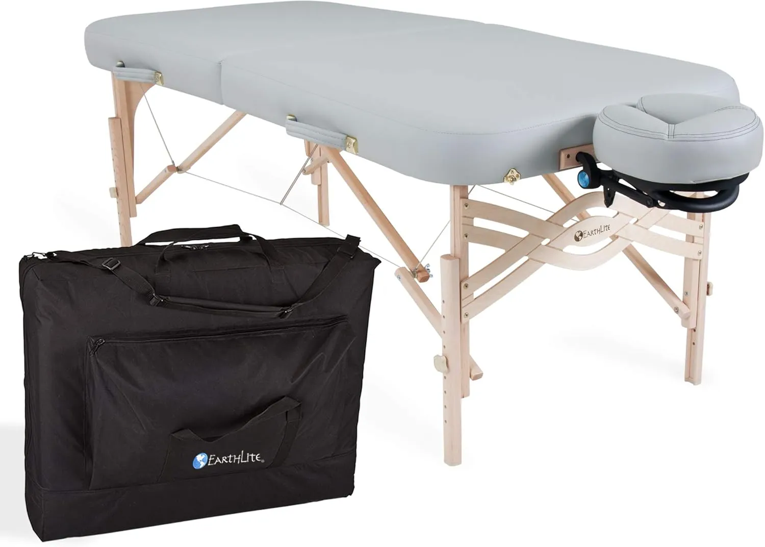 EARTHLITE Premium Portable Massage Table Package SPIRIT - Spa-Level Comfort, Deluxe Cushioning incl. Flex-Rest Face Cradle & Strata Face Pillow, Carry Case (30/32” x 73”) - Made in USA