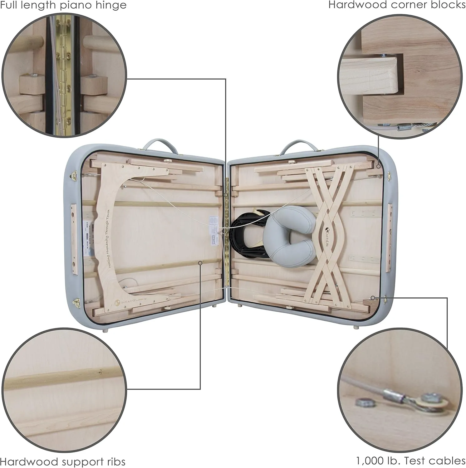 EARTHLITE Premium Portable Massage Table Package SPIRIT - Spa-Level Comfort, Deluxe Cushioning incl. Flex-Rest Face Cradle & Strata Face Pillow, Carry Case (30/32” x 73”) - Made in USA