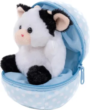 Easter Stuffed Animal - 6 inch - Surprise Zip up Egg Hideaway Springtime Inspired Plush Toy Gift for Kids, Boys and Girls - Easter Mother's Day Birthday (New Cow Egg)