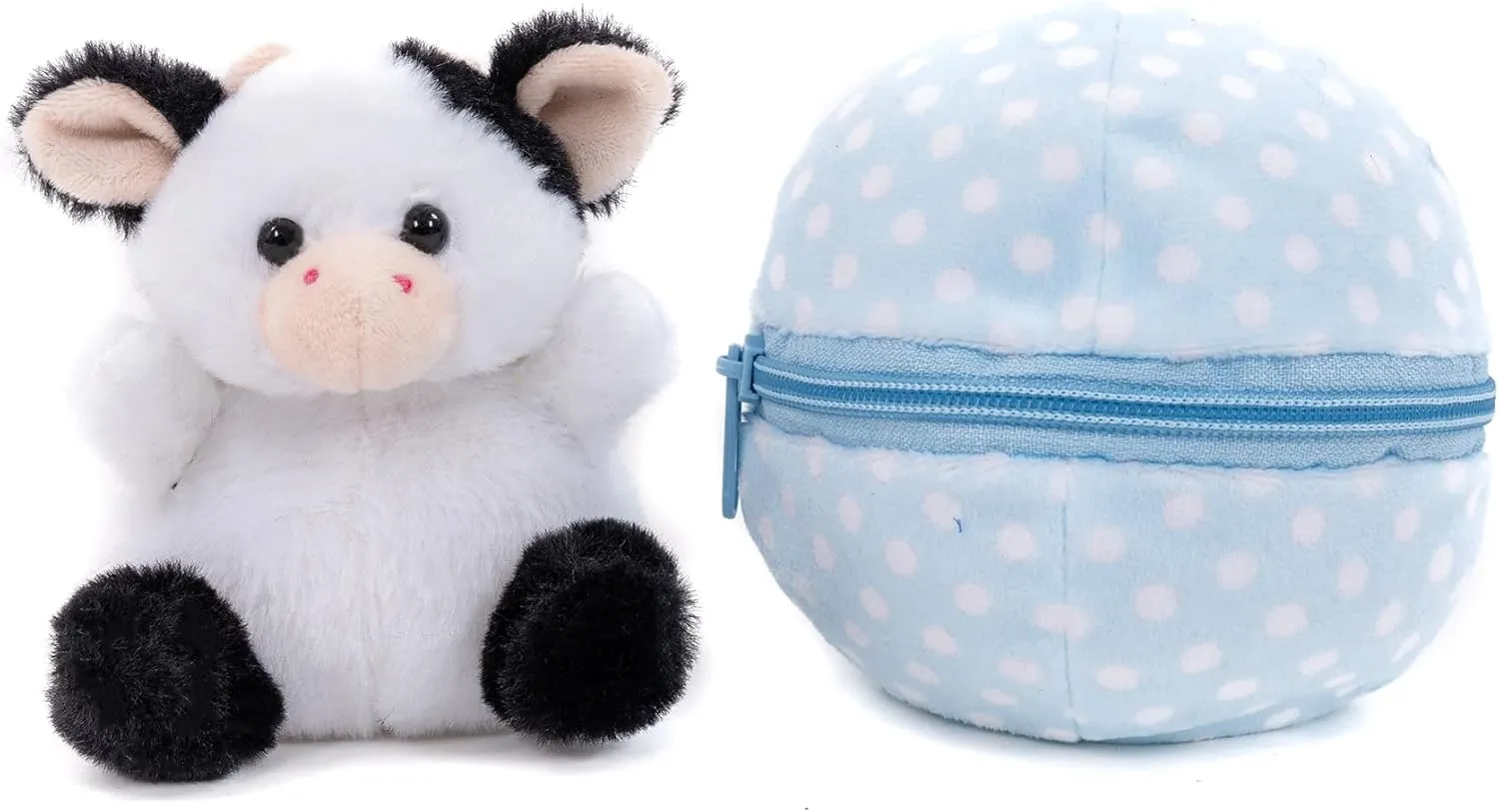 Easter Stuffed Animal - 6 inch - Surprise Zip up Egg Hideaway Springtime Inspired Plush Toy Gift for Kids, Boys and Girls - Easter Mother's Day Birthday (New Cow Egg)