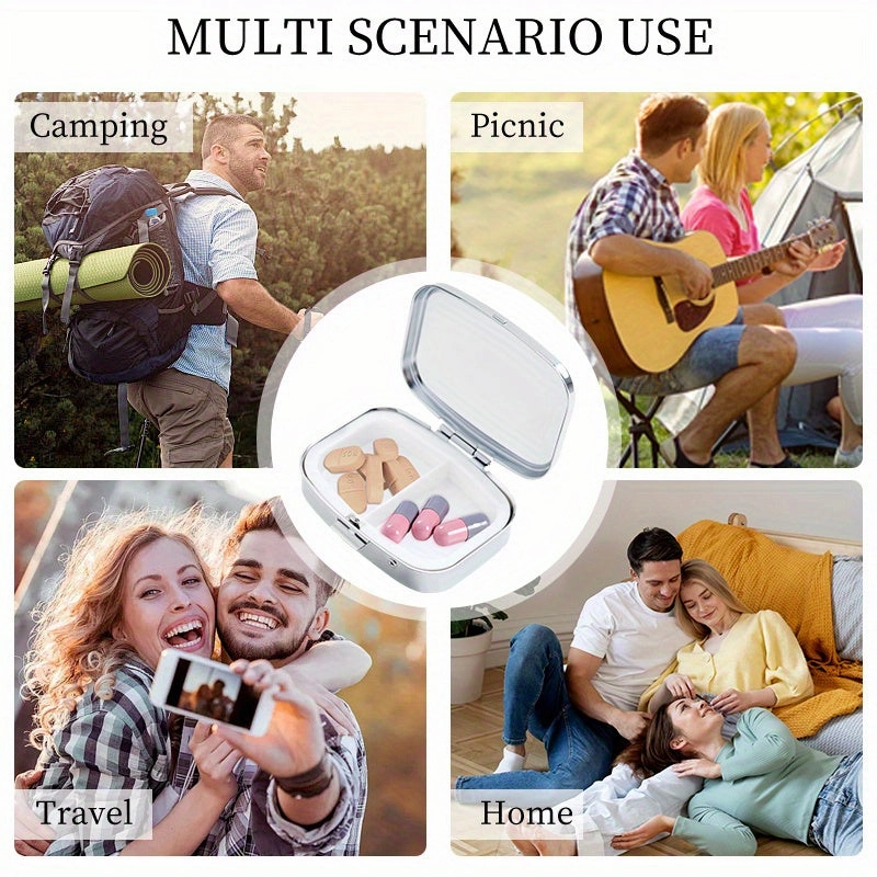 Easter Bunny Print Pill Organizer 2 Compartment Metal Case for Travel & Outdoor