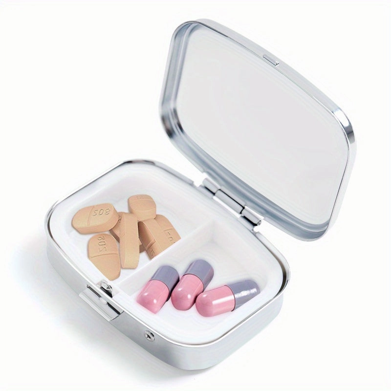 Easter Bunny Print Pill Organizer 2 Compartment Metal Case for Travel & Outdoor