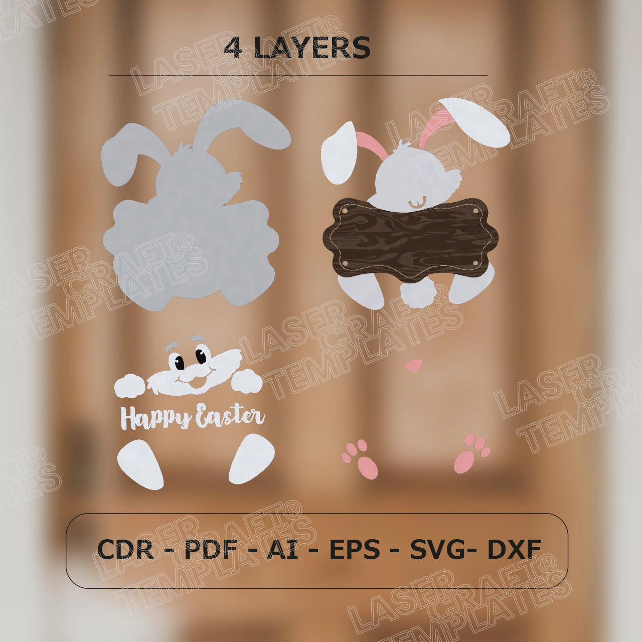 Easter Bunny Welcome Sign laser cut svg file
