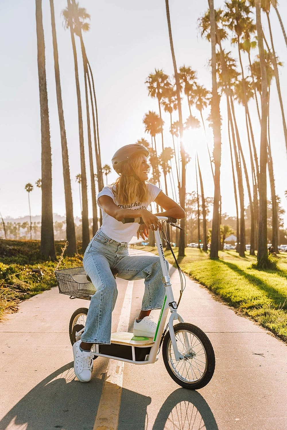 EcoSmart SUP Electric Scooter – 16" Air-Filled Tires, Wide Bamboo Deck, 350w High-Torque Hub-Driven Motor, Up to 15.5 mph & 15.5 Miles Range, Rear-Wheel Drive