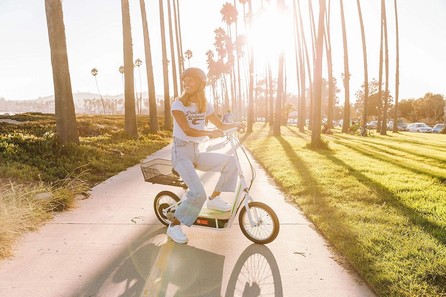 EcoSmart SUP Electric Scooter – 16" Air-Filled Tires, Wide Bamboo Deck, 350w High-Torque Hub-Driven Motor, Up to 15.5 mph & 15.5 Miles Range, Rear-Wheel Drive