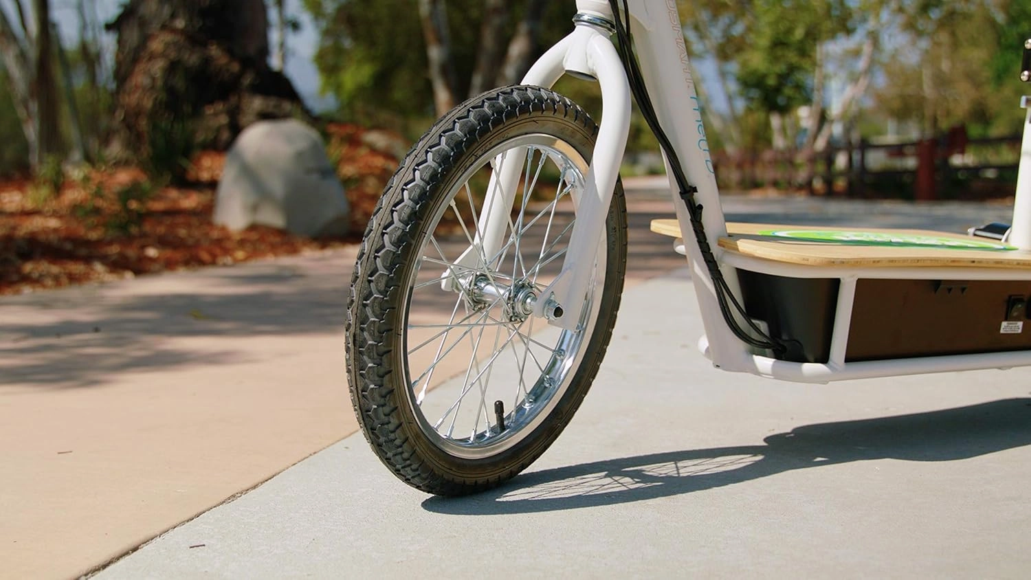 EcoSmart SUP Electric Scooter – 16" Air-Filled Tires, Wide Bamboo Deck, 350w High-Torque Hub-Driven Motor, Up to 15.5 mph & 15.5 Miles Range, Rear-Wheel Drive