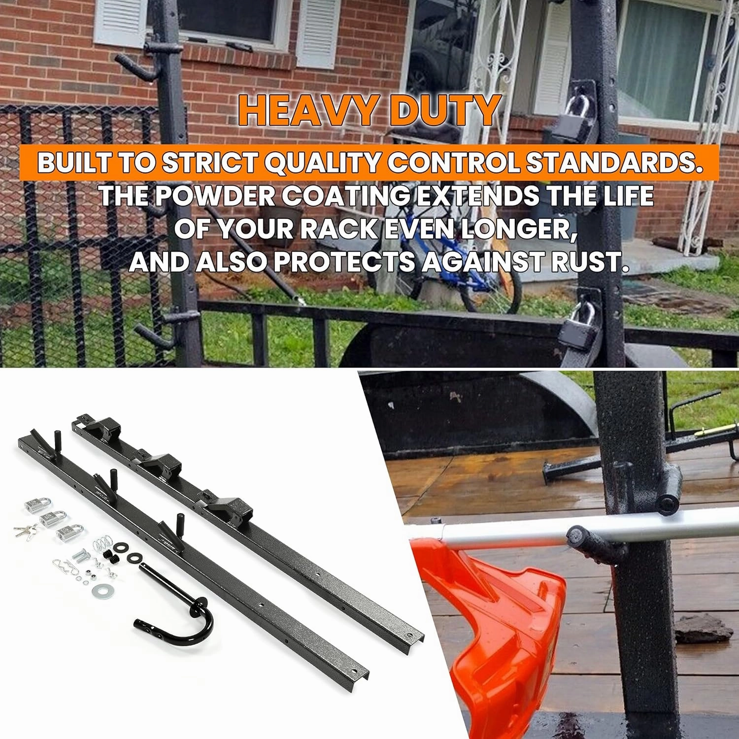 ECOTRIC 3 Place Weed Eater Rack Carrier Mount On Landscape Truck Trailer Enclosed Trimmer Rack Holder w/Lock Pair Steel Lockable