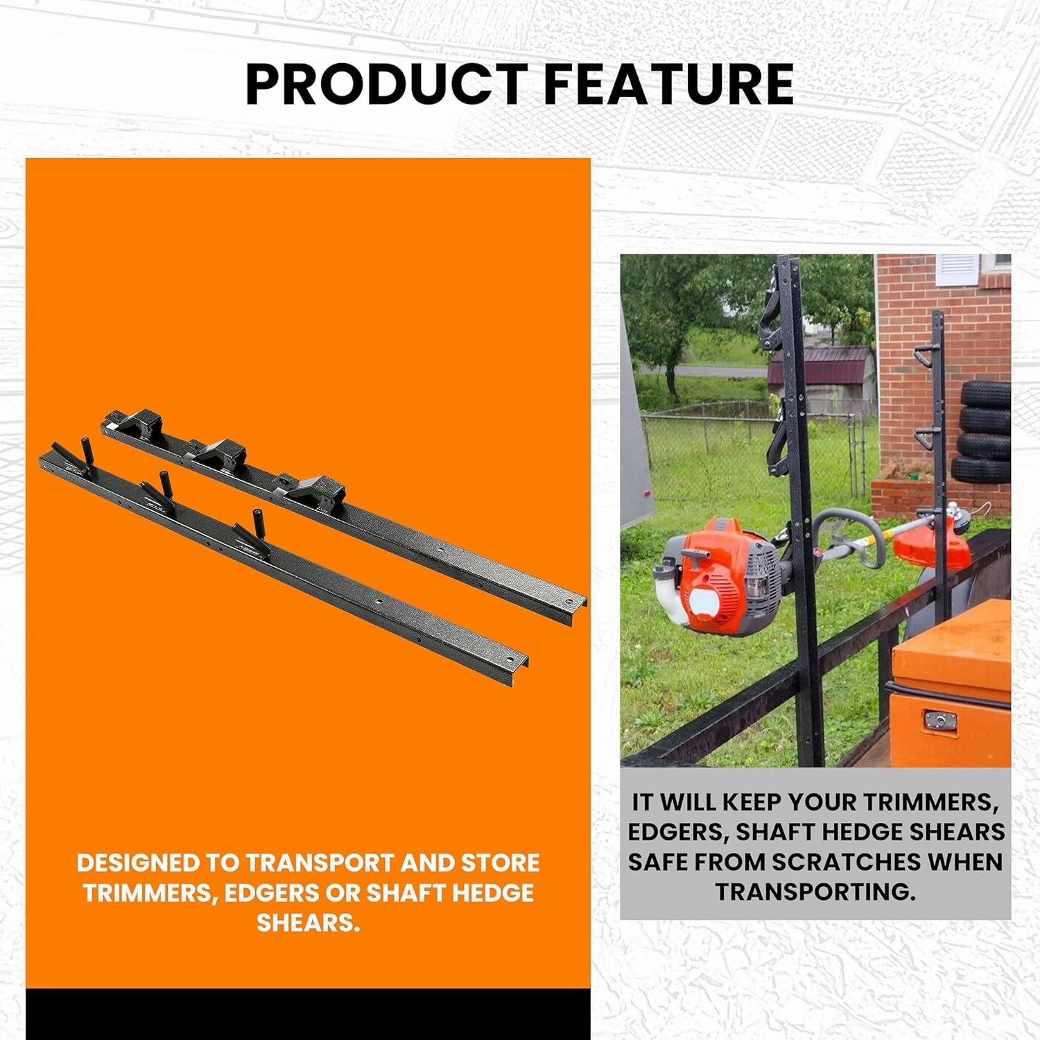 ECOTRIC 3 Place Weed Eater Rack Carrier Mount On Landscape Truck Trailer Enclosed Trimmer Rack Holder w/Lock Pair Steel Lockable