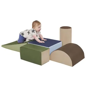 ECR4Kids SoftZone Climb and Crawl Playset, Building Blocks, Earthtone, 5-Piece