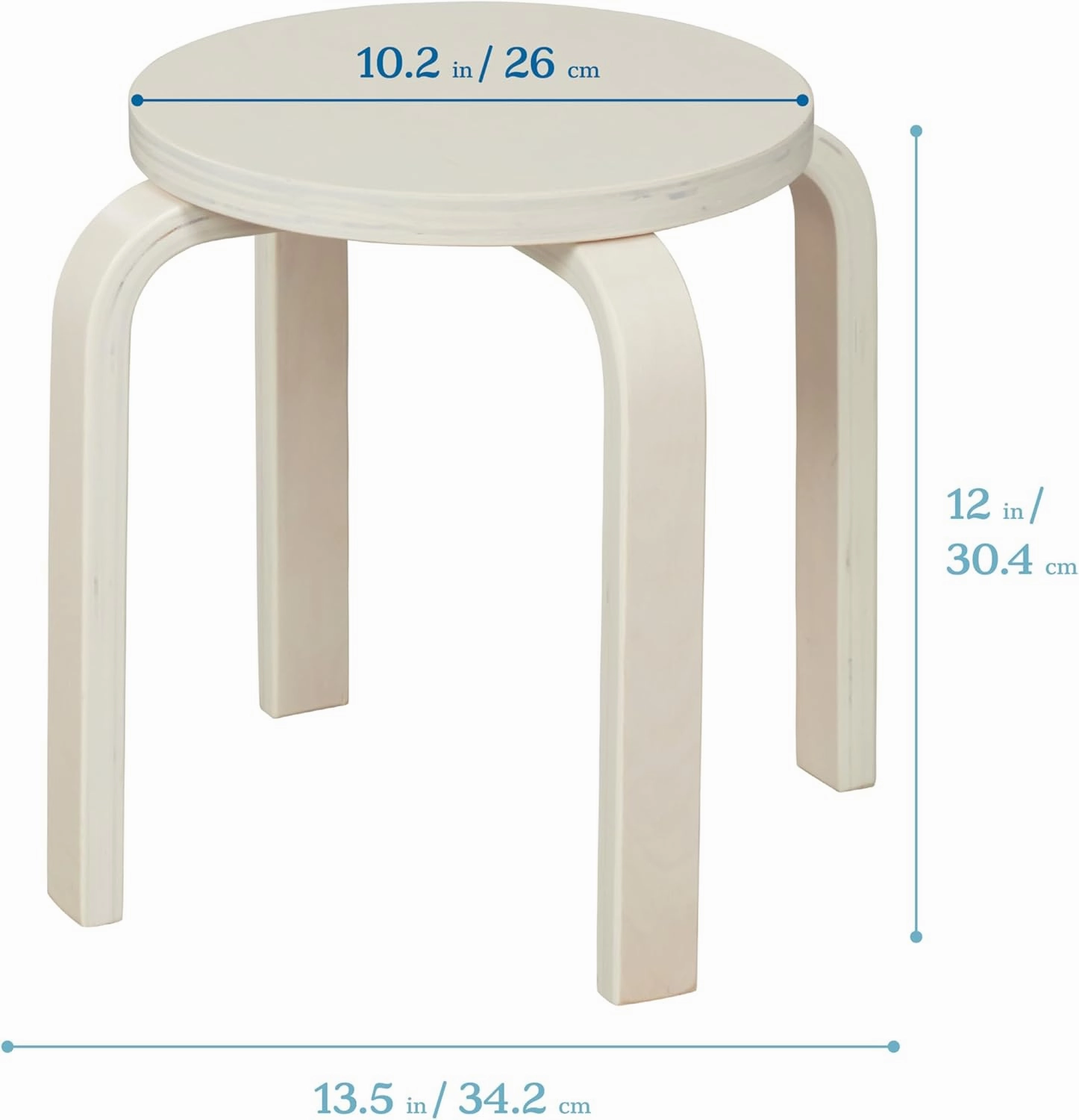 ECR4Kids Bentwood Stackable Stools, Classroom Furniture, White Wash, 6-Piece